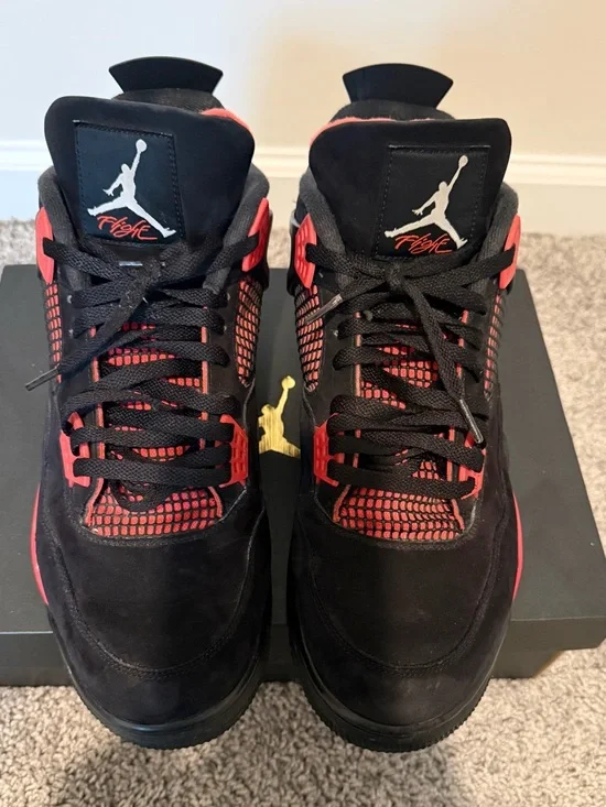 Air Jordan 4 Retro Men’s Sneakers - Red Thunder - Picture 1 of 6